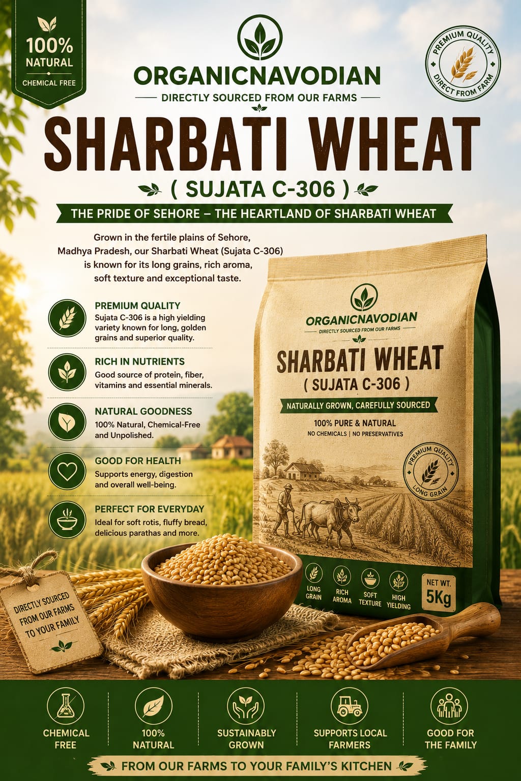 Sharbati Wheat Grain